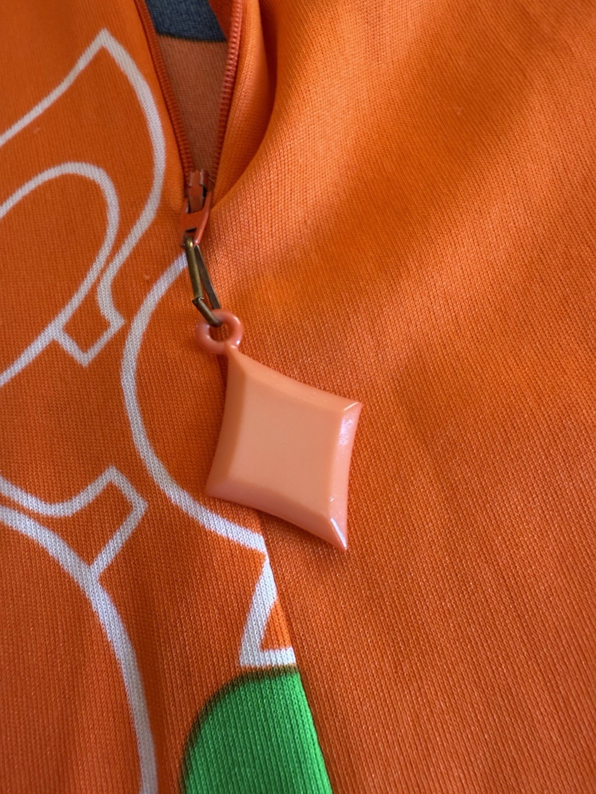 Sears Fashions Vintage 28 Dress Orange Cool Zipper Pull Long Sleeve