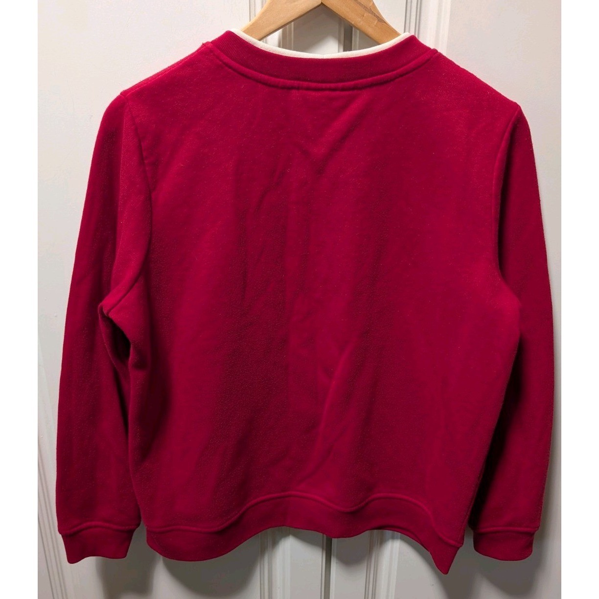 VTG Studio Works Womens Petite LG Red Fall Crew Neck Pullover Embroidery Leaves