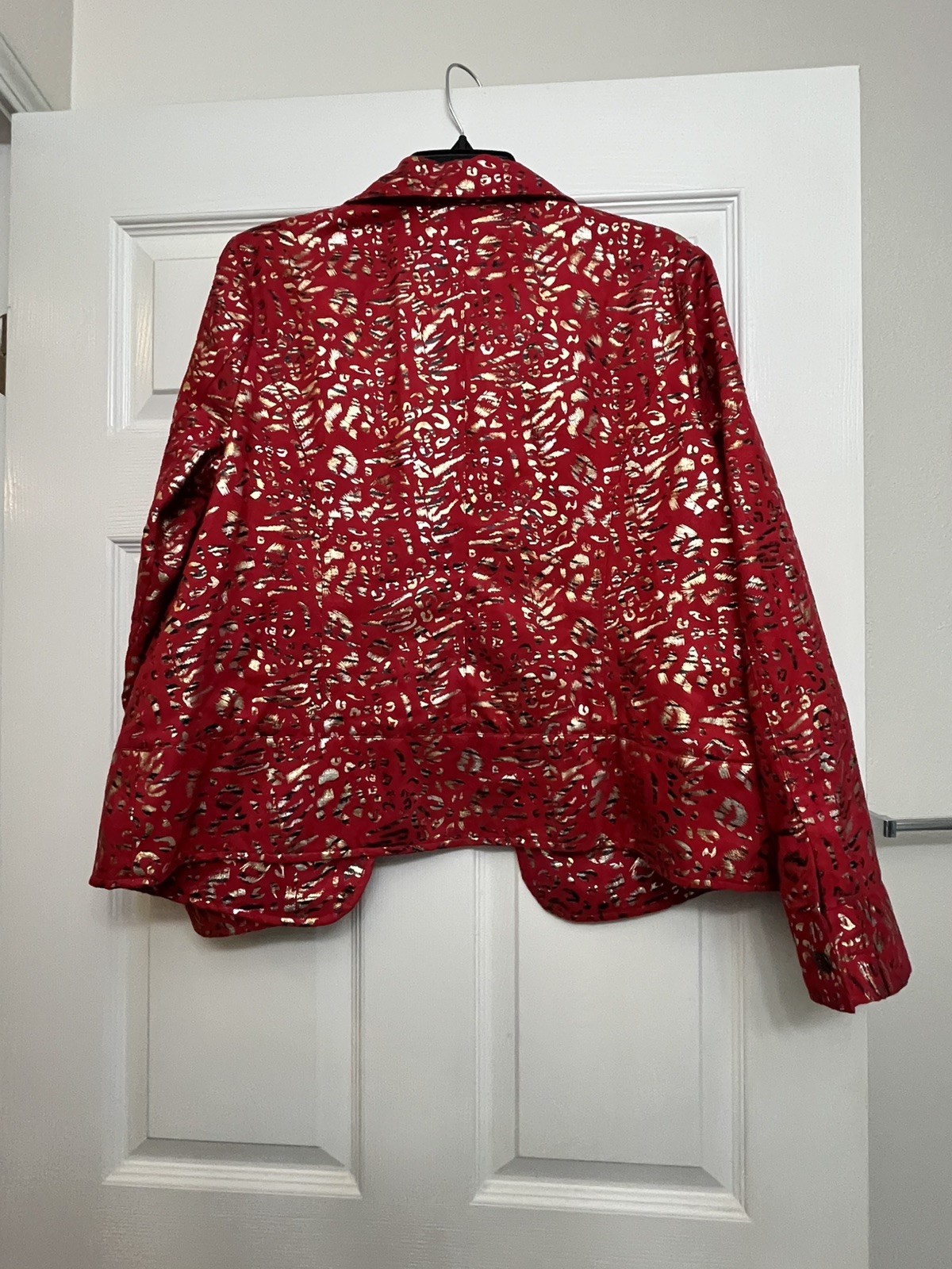 Vintage Birch Hill Red w/ gold Spots Blazer Jacket Sz large Unique well made