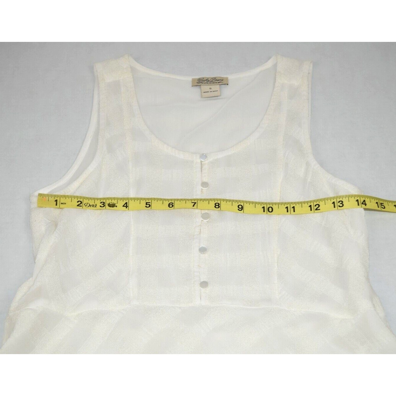 Vintage Tank Top Lucky Brand Size S 90s Layered Ivory White Texture Basket Weave