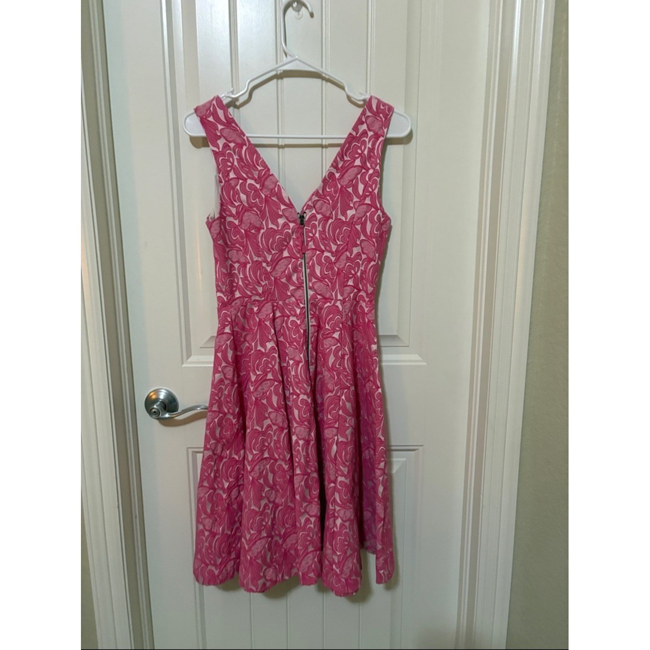 Maeve Anthropologie Classic V-Neck Pink Floral Fit & Flare Dress