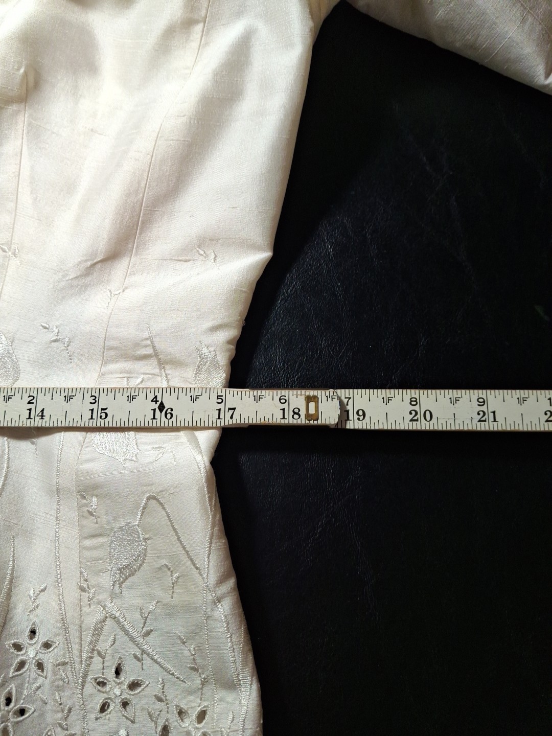 VTG Cachet Ivory Evening Jacket Sz 12 100% Silk Embroidered Zip Front 3/4 Sleeve