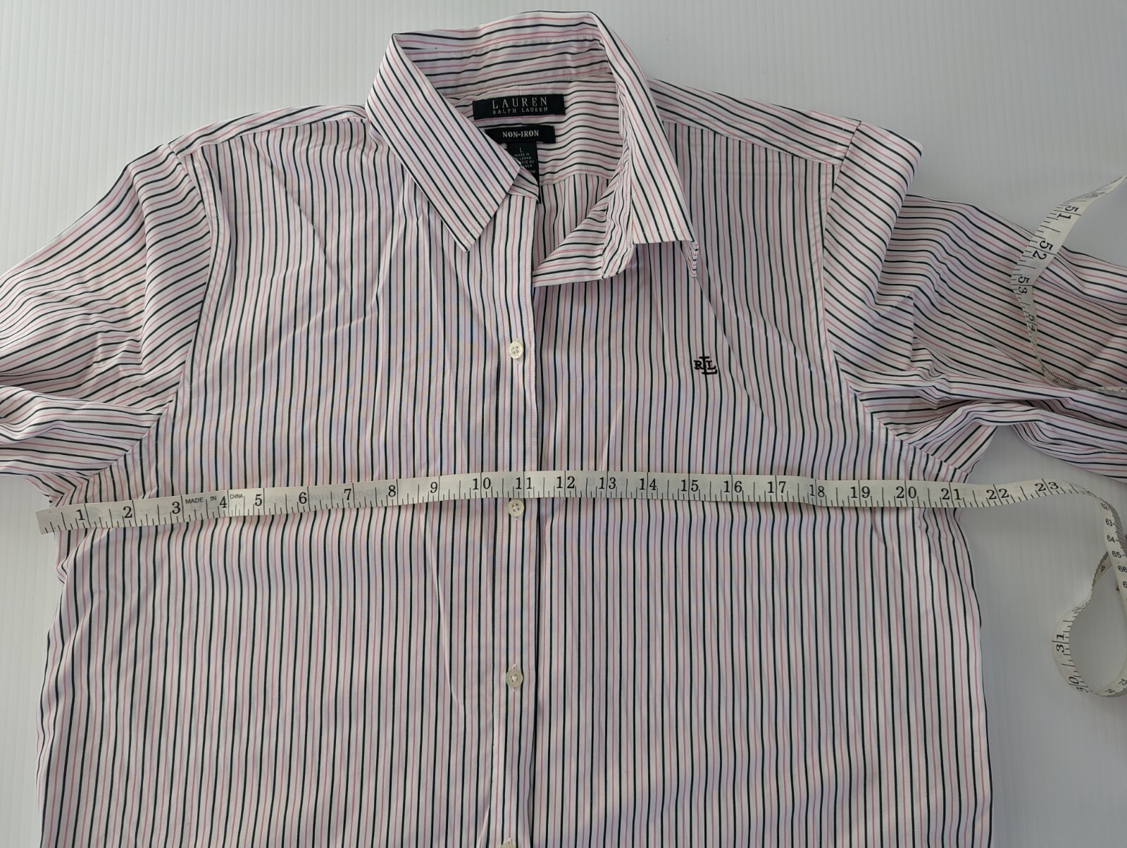 Lot 3 VTG Womens 8/LG Collared Button Blouses Yves St Clair Ralph Lauren Stripes