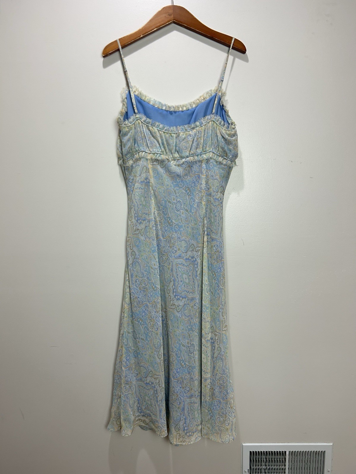 Vintage Express Paisley Milkmaid 100% Silk Dress Size 11/12 Y2K Fairy