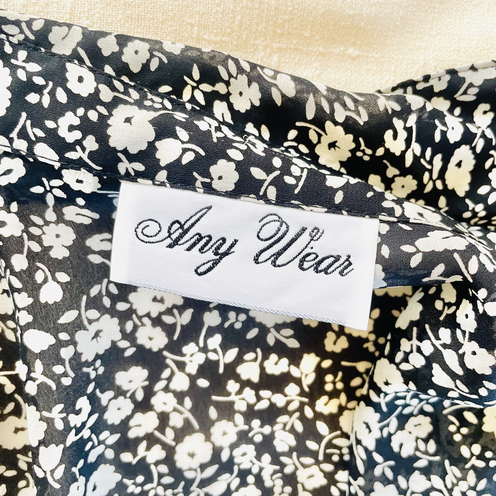 Vintage 90’s Womens Any Wear Black Floral Semi Sheer Blouse Shirt Top Size 18