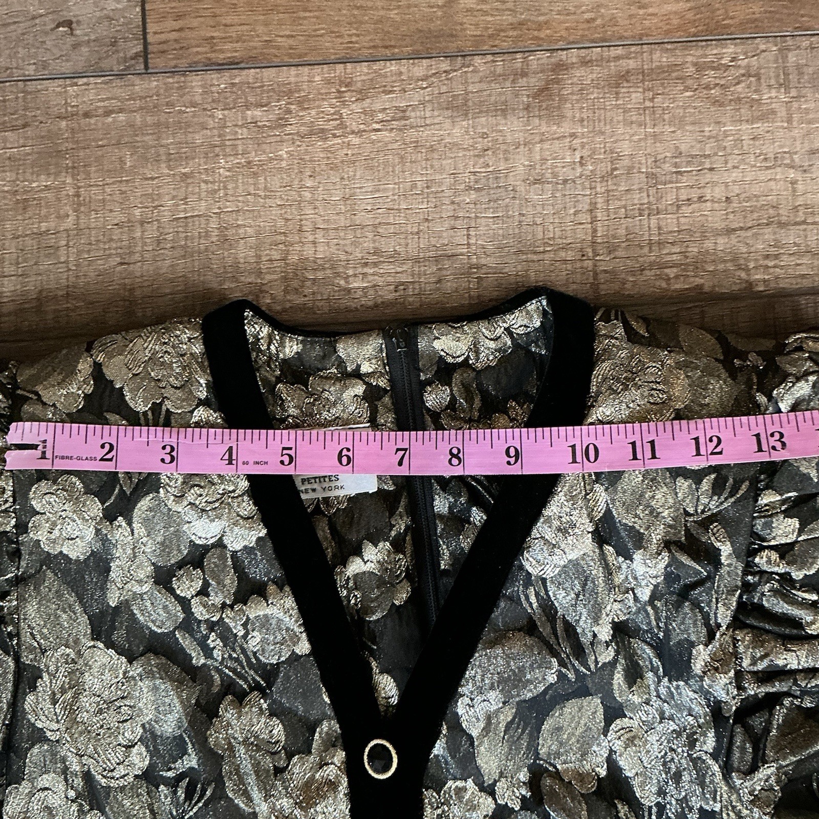 VINTAGE Act 1 Petites Size XS Floral Brocade Peplum Velvet Dress Cocktail #61C3