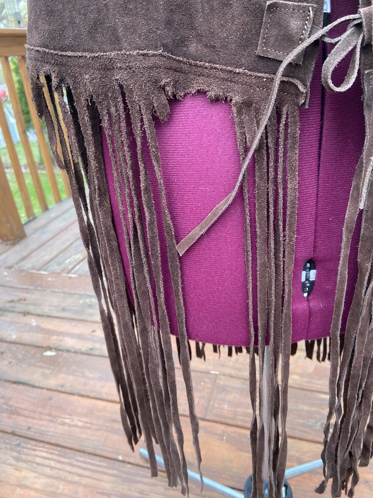 Vintage Gaitan Brown Leather Fringe Vest Made in Mexico Size Approximately Small