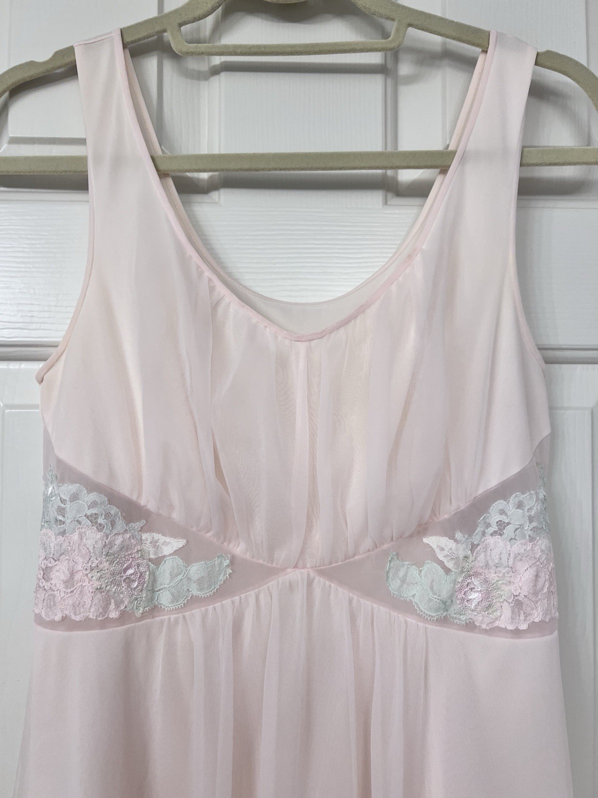 Vintage Shadowline Pink Nylon and Chiffon Long Peignoir Set Size S
