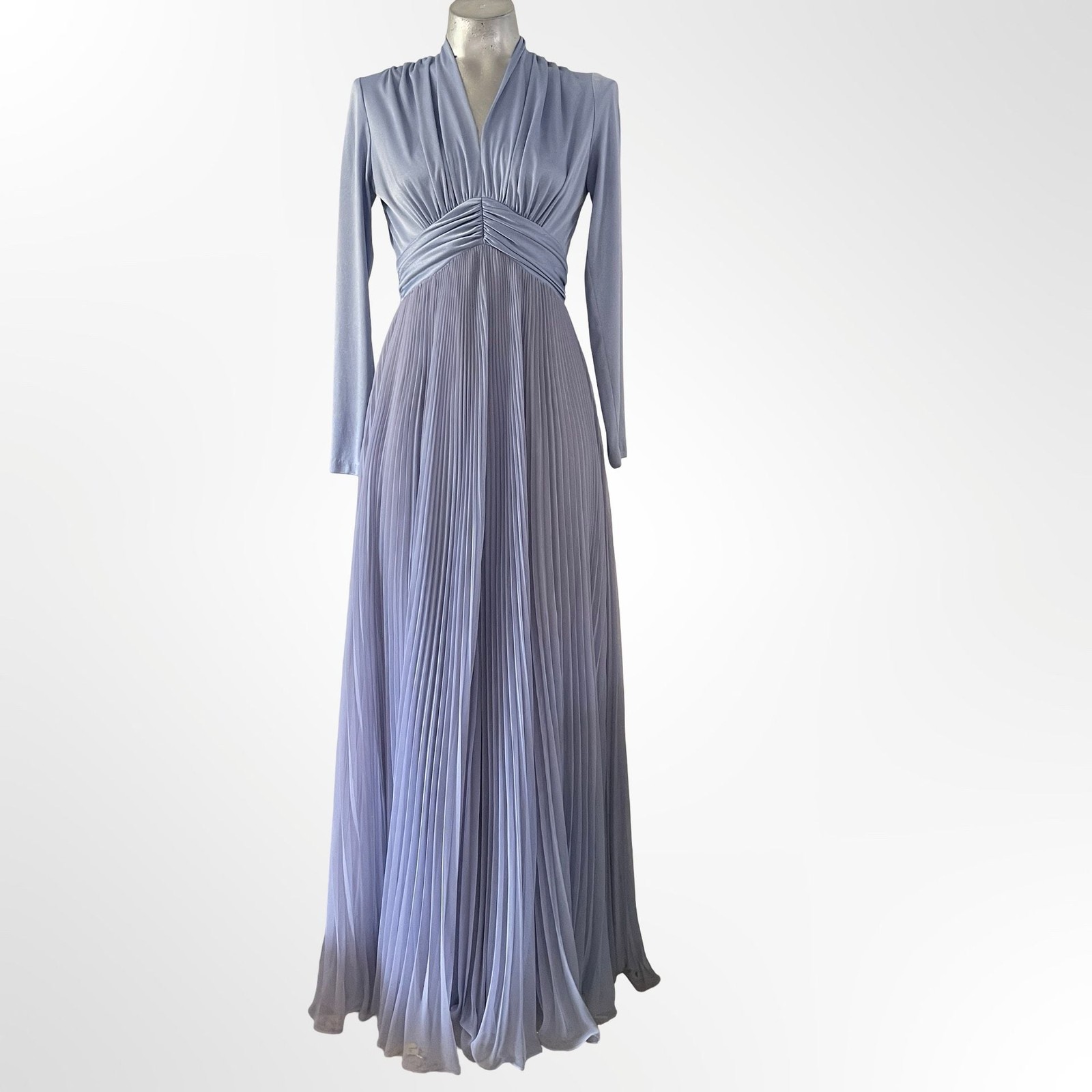Vintage Miss Elliette California Accordion Pleated Long Sleeve Maxi Dress