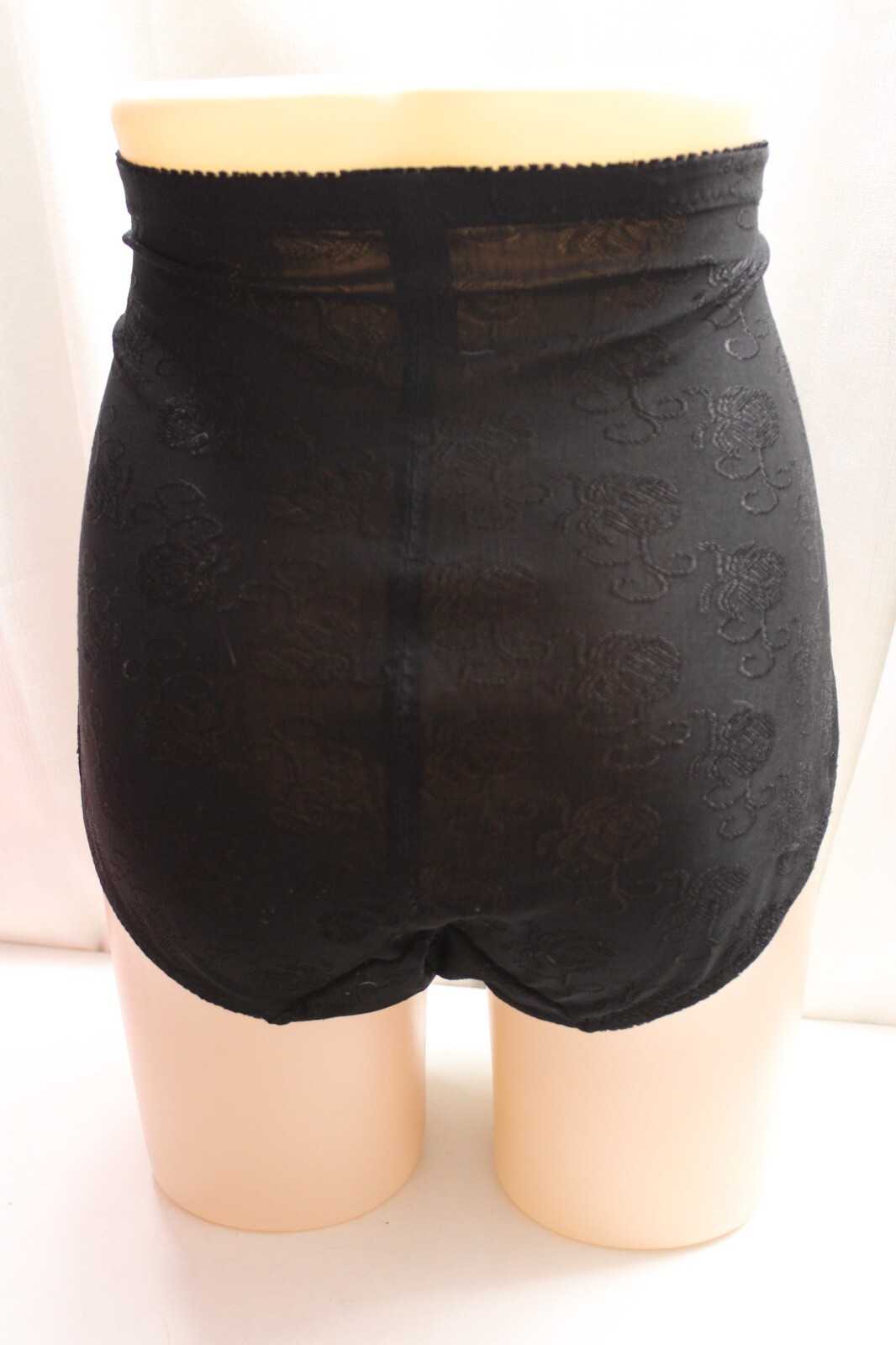 Vint. Sissy Nylo/Spand Black Lace Brief High Waist Tummy Control Silky Panties 8