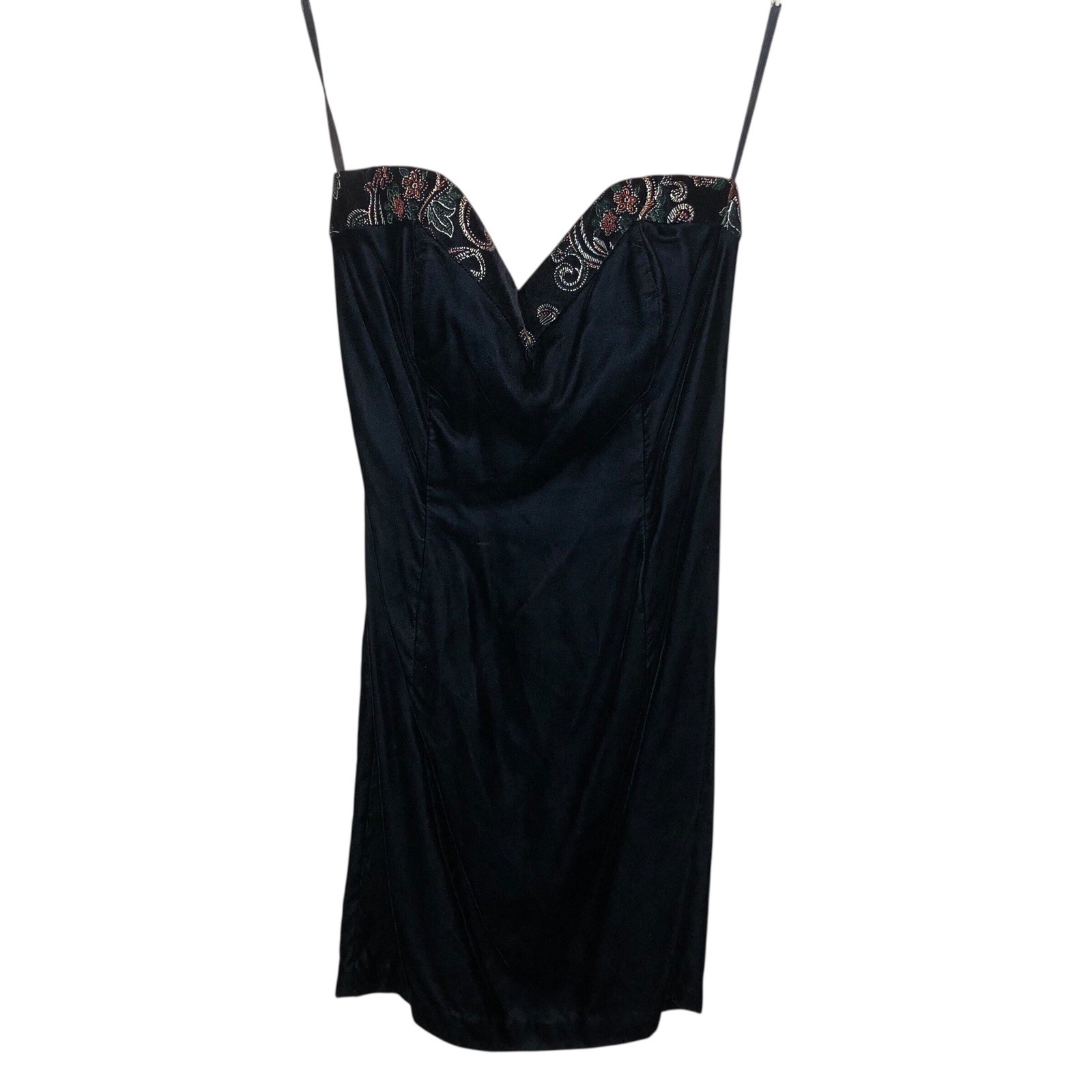 Vintage Velvet Mini Dress Strapless 6 Black Evening Cocktail Glam McClintock NEW