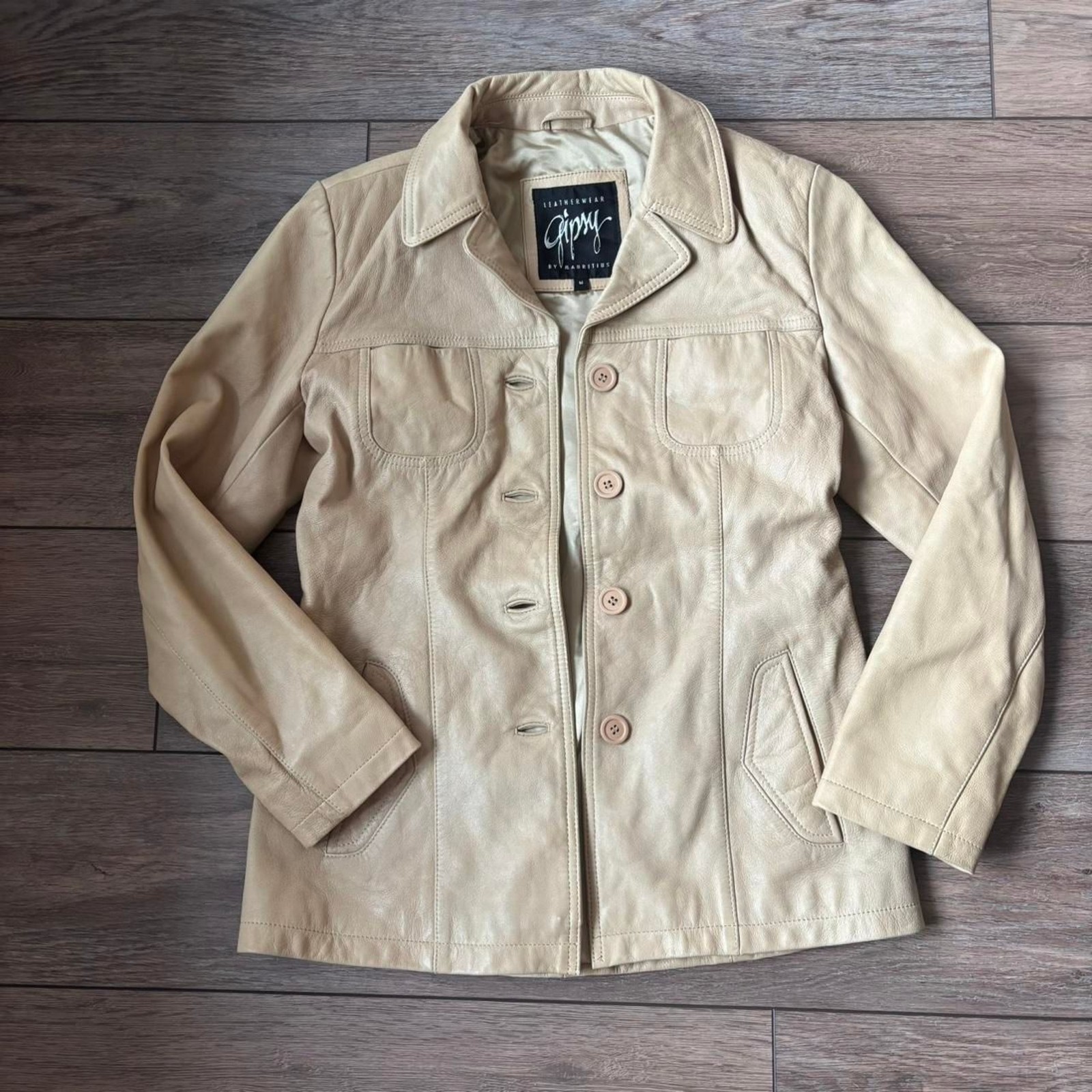Vintage cream leather jacket by Mauritius size medium