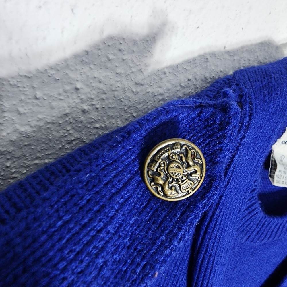 Vintage Darian Cobalt Blue Knit Dress Gold Button Detail