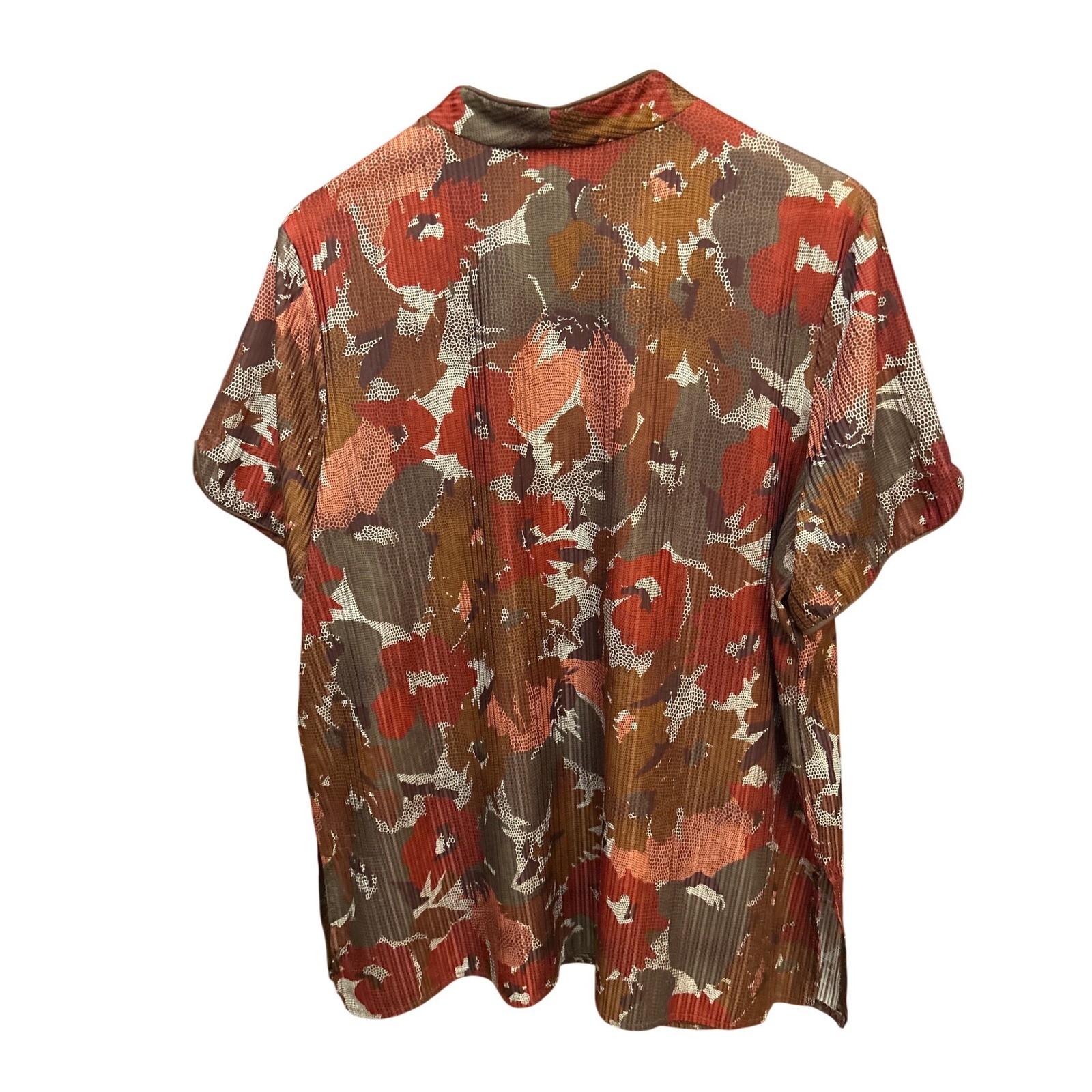 Vintage Peggy Lou California Blouse Floral Plisse Boho Retro Textured Autumnal