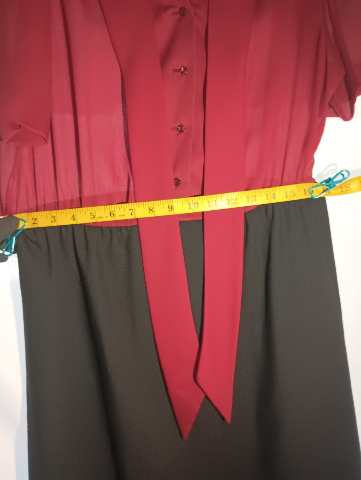 Leslie Pomer – Size Women’s 18 – Burgundy – Black – Dress – Vintage