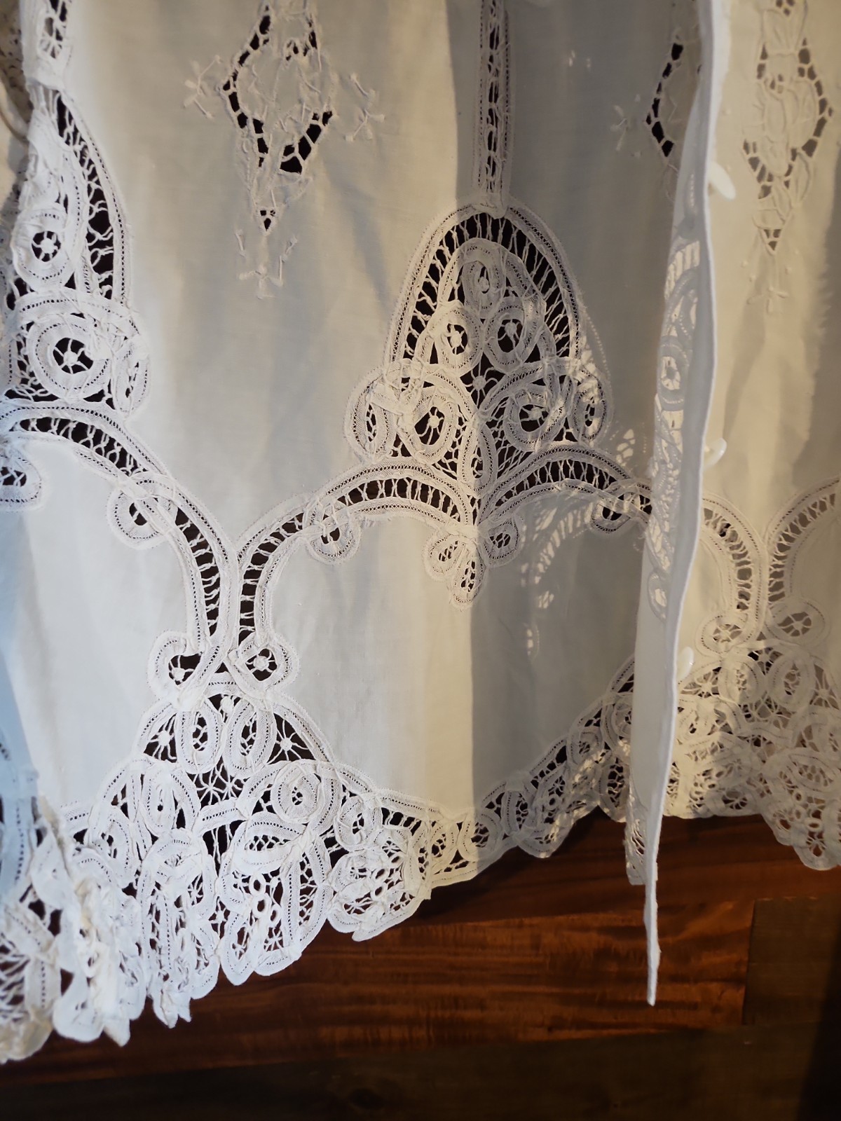Lims Lace Button Up Blouse Women’s Medium Vintage White Short Sleeve