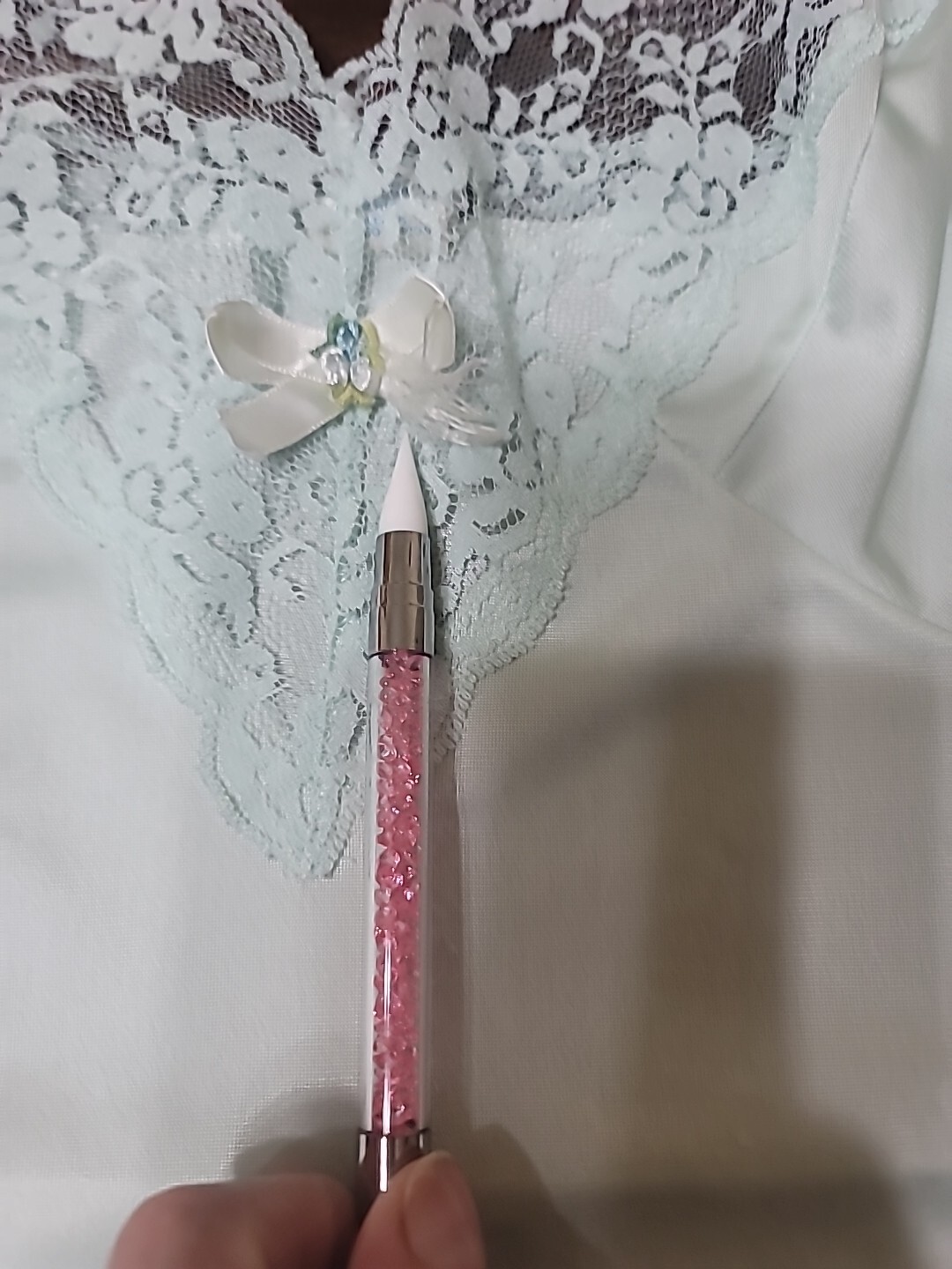 Vtg Sliperfection Full Slip Dress Lingerie Mint Non Cling Nylon Lace 34 READ