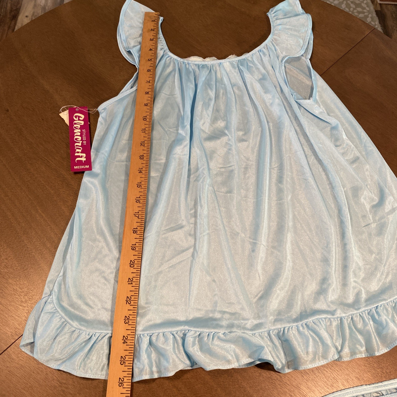 VTG Blue Nylon Babydoll Ruffled Nightie Granny Pantie Set NOS Sz.M (Lg. Panty)