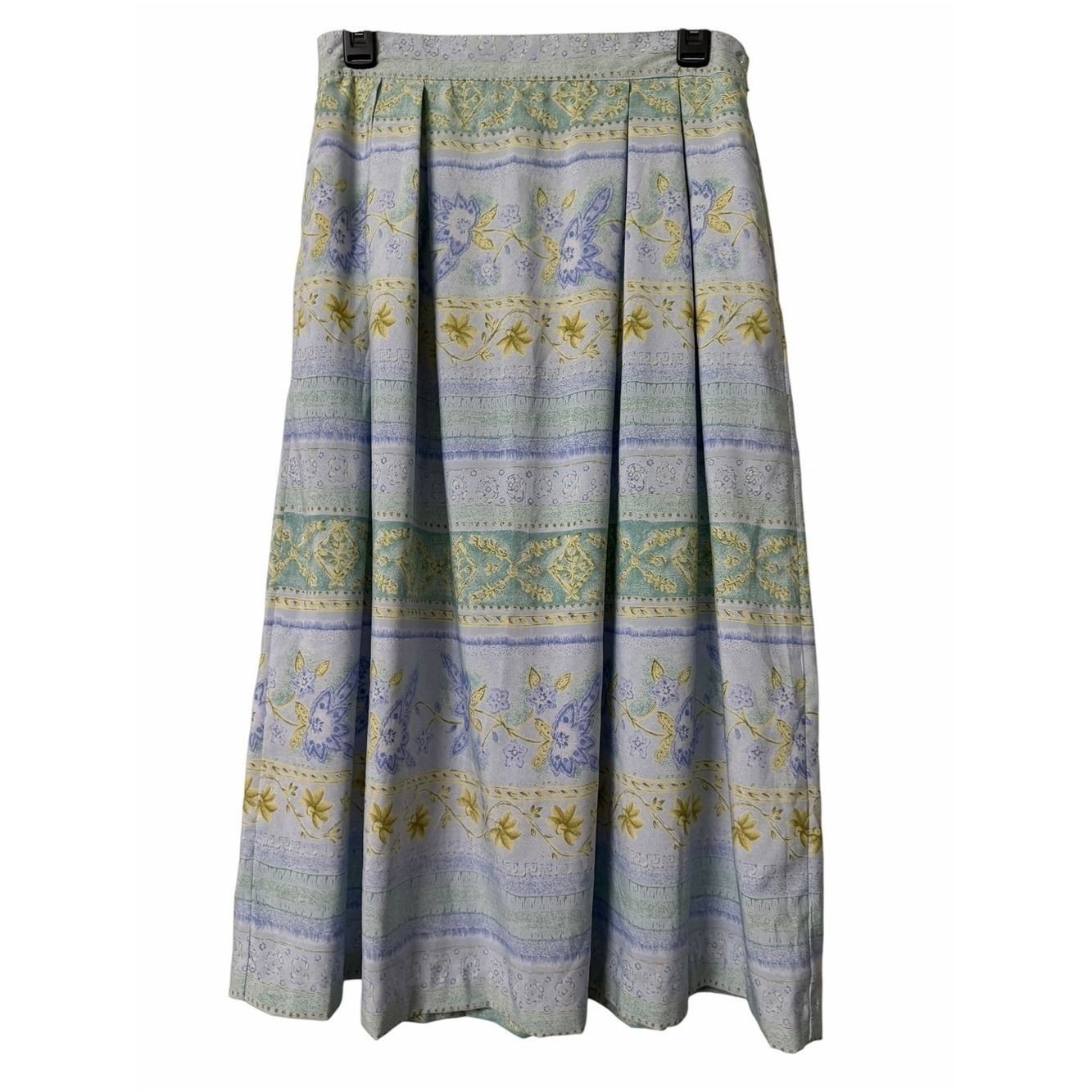 Vintage Koret Pastel Floral Maxi Skirt in Light Blue, Mint & Yellow