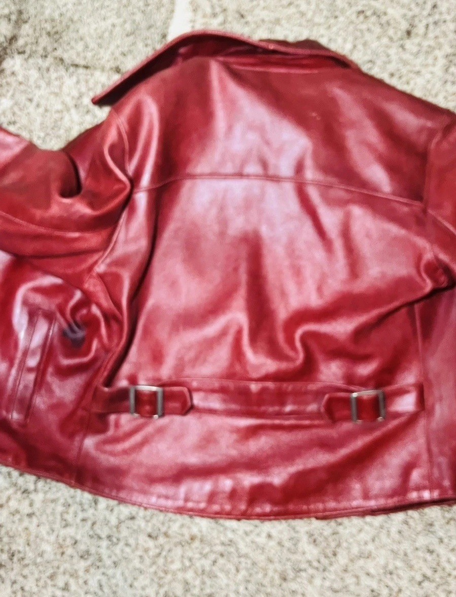 Vintage GAP Red Heavy Genuine Leather Jacket Womens M Special Edition Y2K