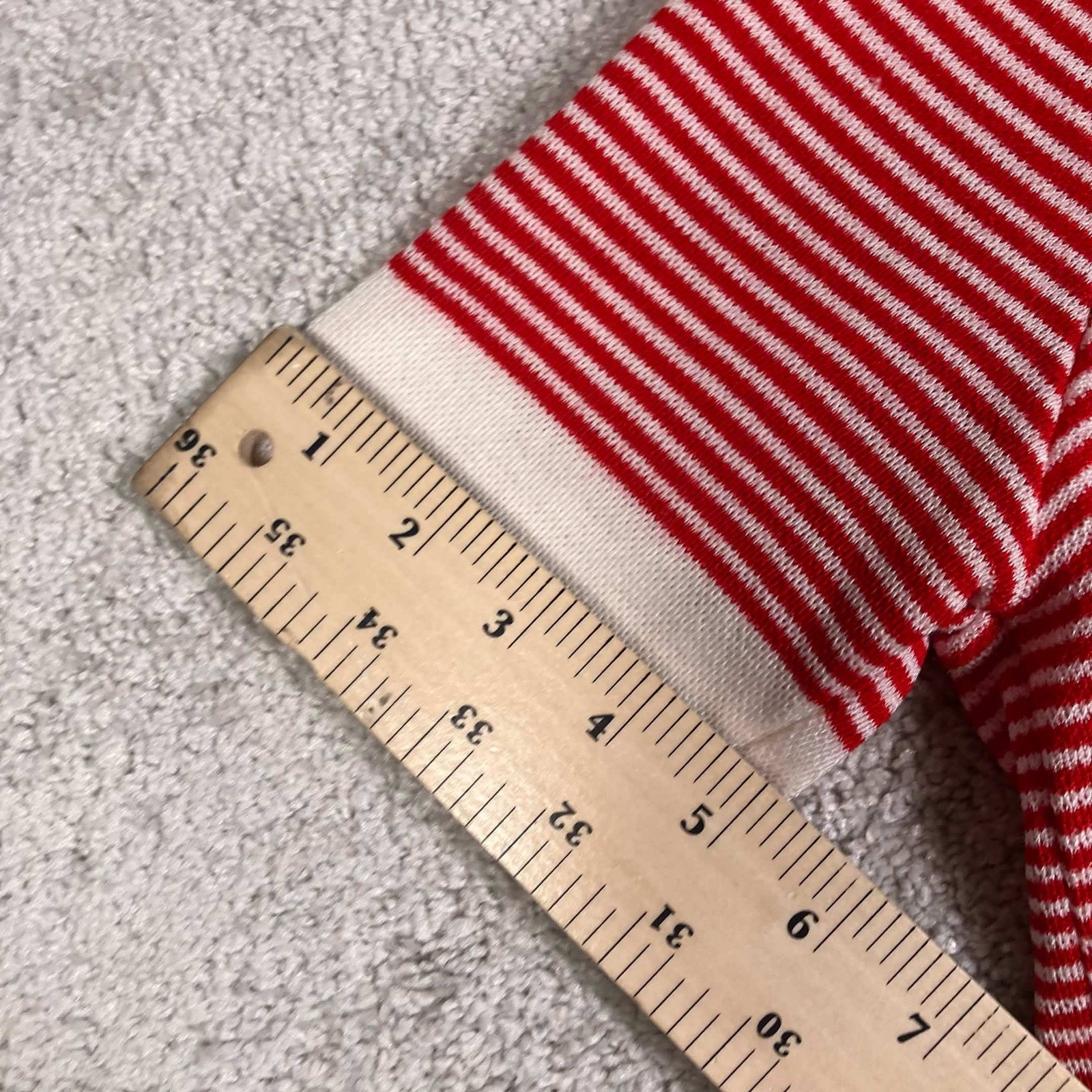 Vintage 80s Knit V-Neck Nautical Red White Striped Short Sleeve Sweater Retro