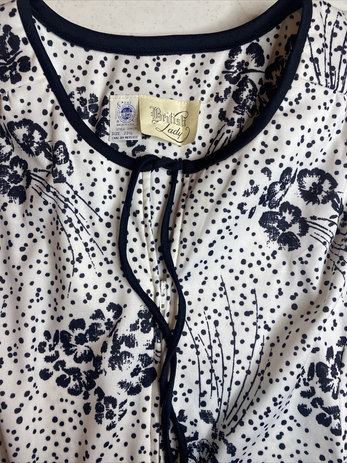 Vtg 1970s Dress Floral House Dress British Lady Union Label NWT Size 16 USA