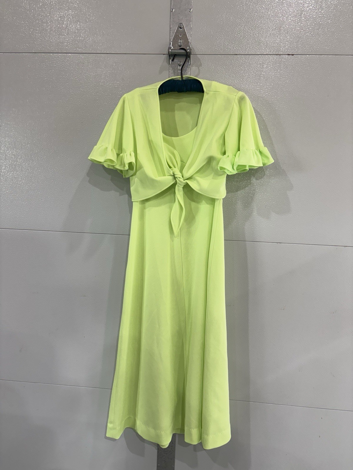 Vintage 1970’s Sears Mint Green Sleeveless Maxi Dress w/ Jacket 2Pc Retro READ