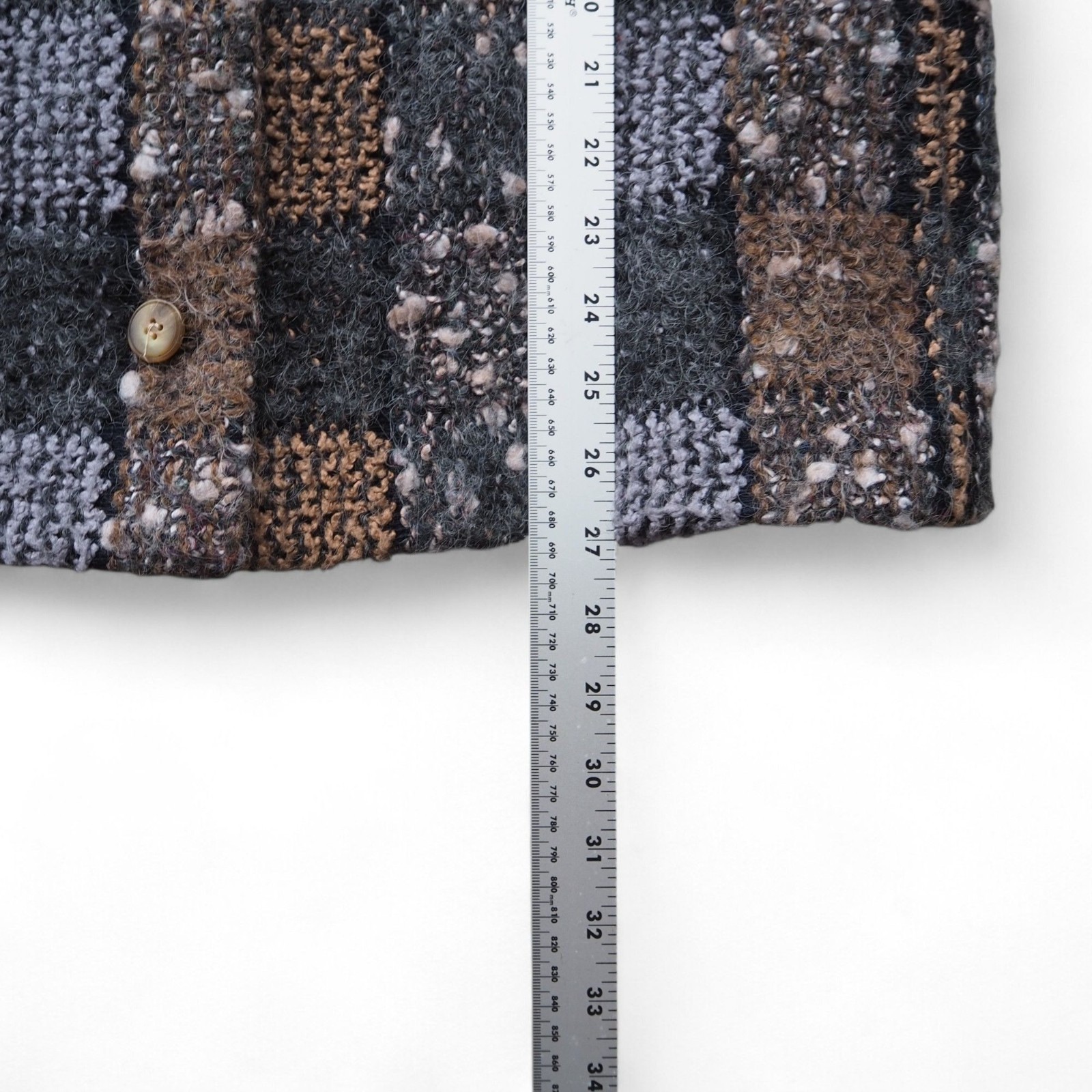 John Meyer Vintage Knit Patchwork Acrylic Mohair Cardigan Sweater Women’s 12