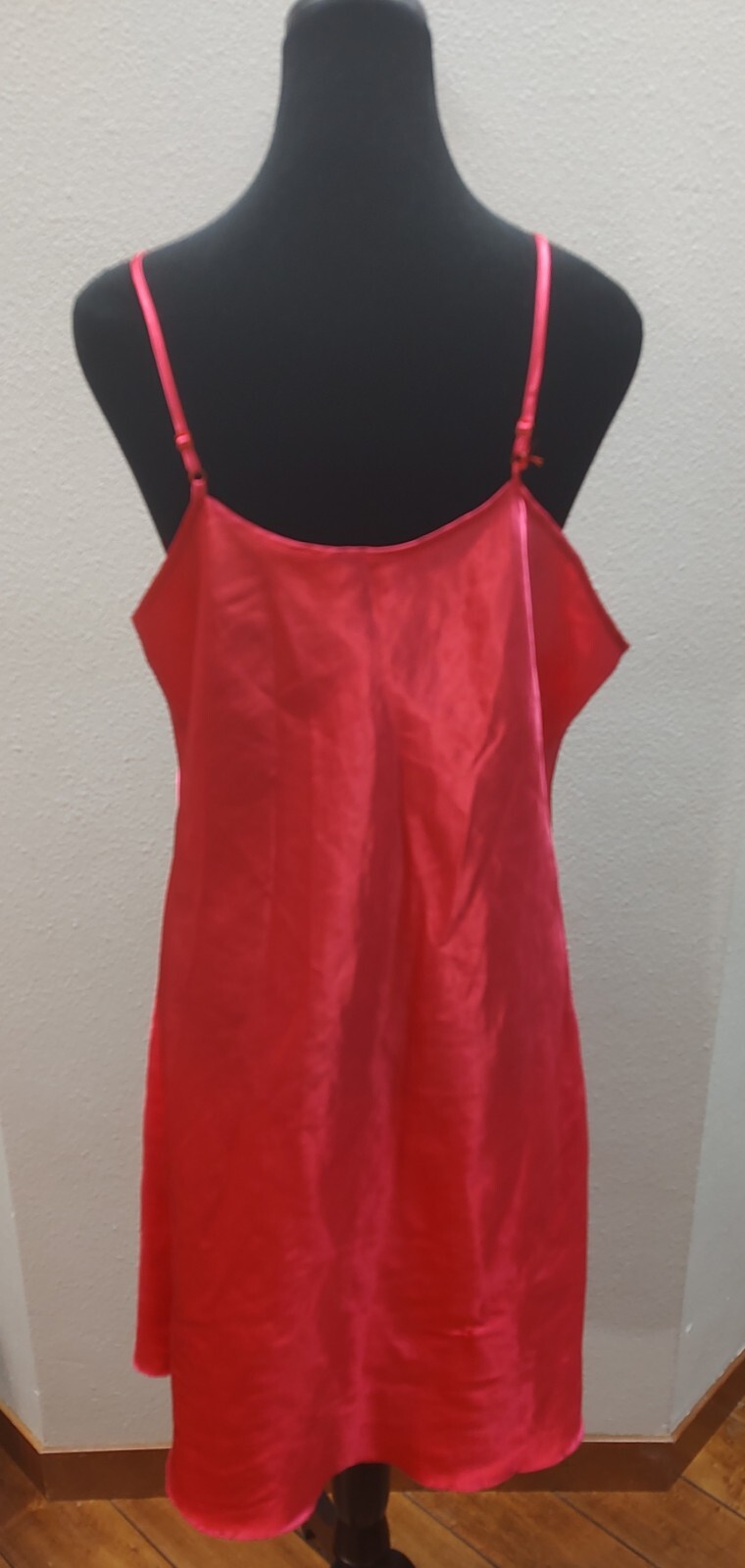 Womens Vintage Pink Teddy Nightgown Pullover Spaghetti Straps Lace Trim 2XL B6