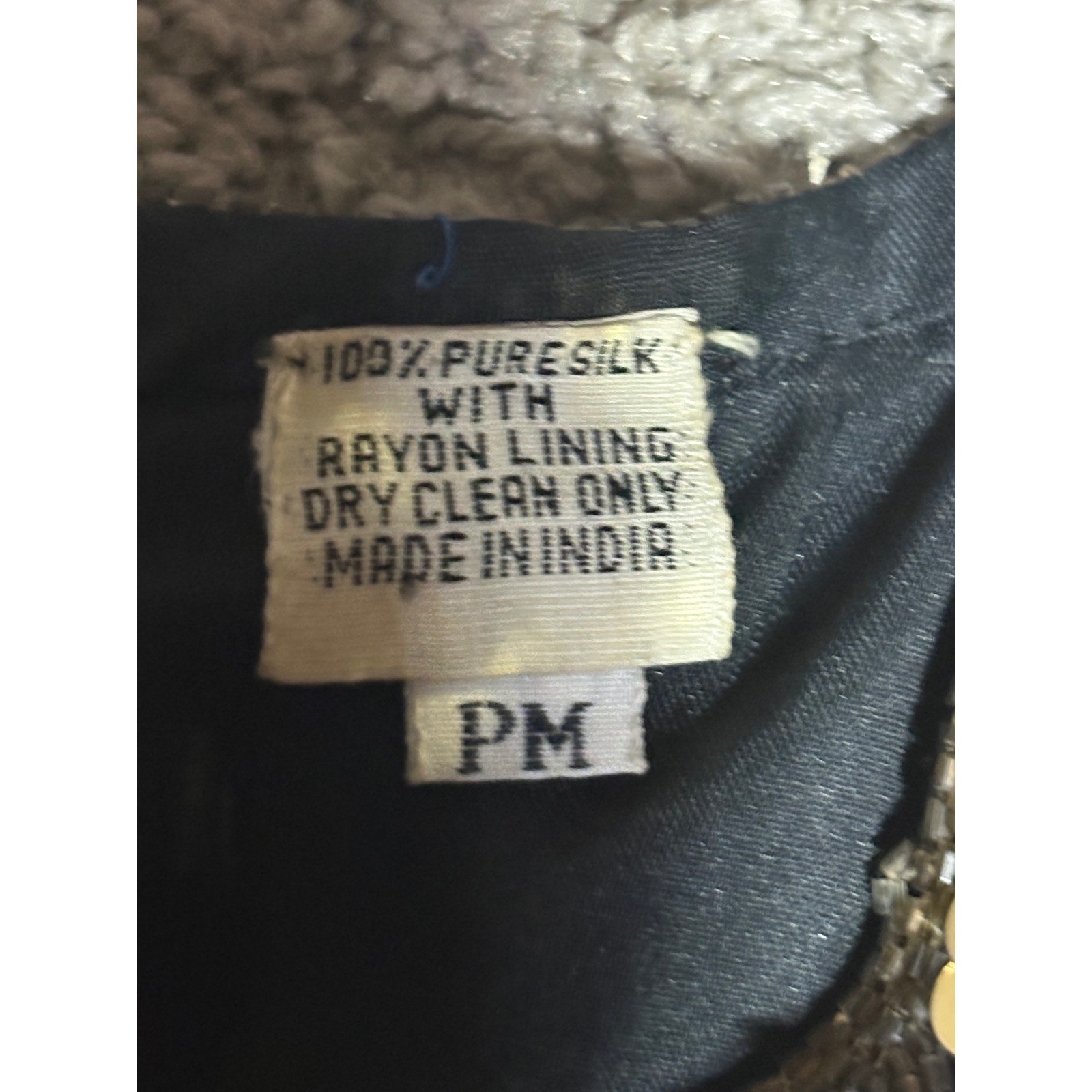 Laurence Kazar Vintage Black Gold Sequin Harlequin Silk Dress Petite Medium PM