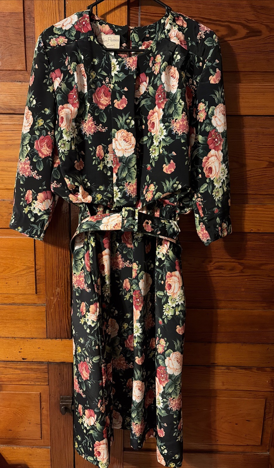 Vintage Pellini Petites By Bramlett Floral Dress With Belt, Size 10