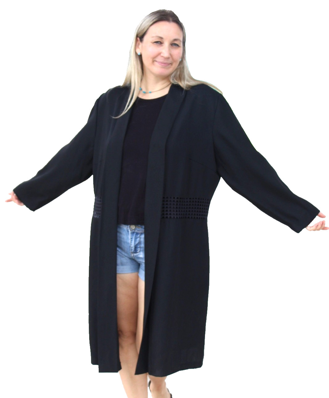 Vintage 1990s Positive Influence Coat Size 24W Women Cutout Lattice Detail