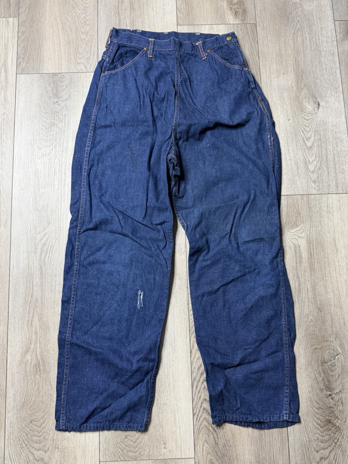 Vintage 60s BLUE BELL Women’s Denim Sanforized Side Zip Jeanies Dark Blue 29×28