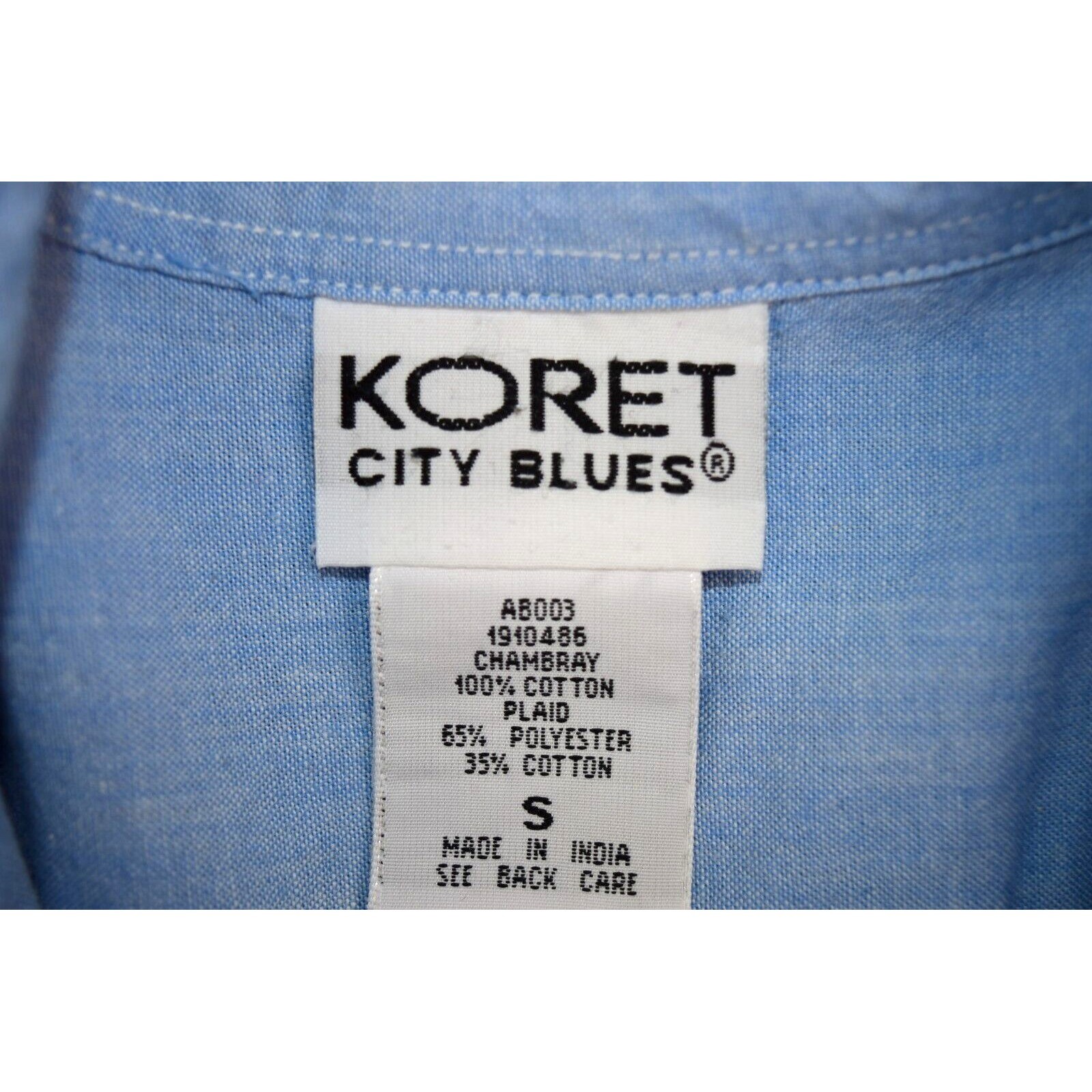 Vintage Shirt Koret City Blues Size S 80s Country Blue Chambray Plaid Shoulder