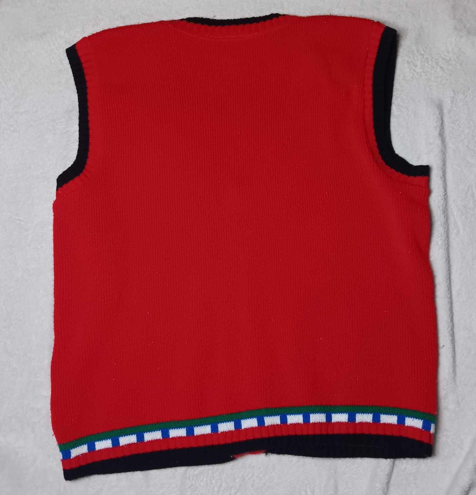 Vintage Avon Style Christmas Sweater Vest Snowmen Santas Gifts Oversize S/M