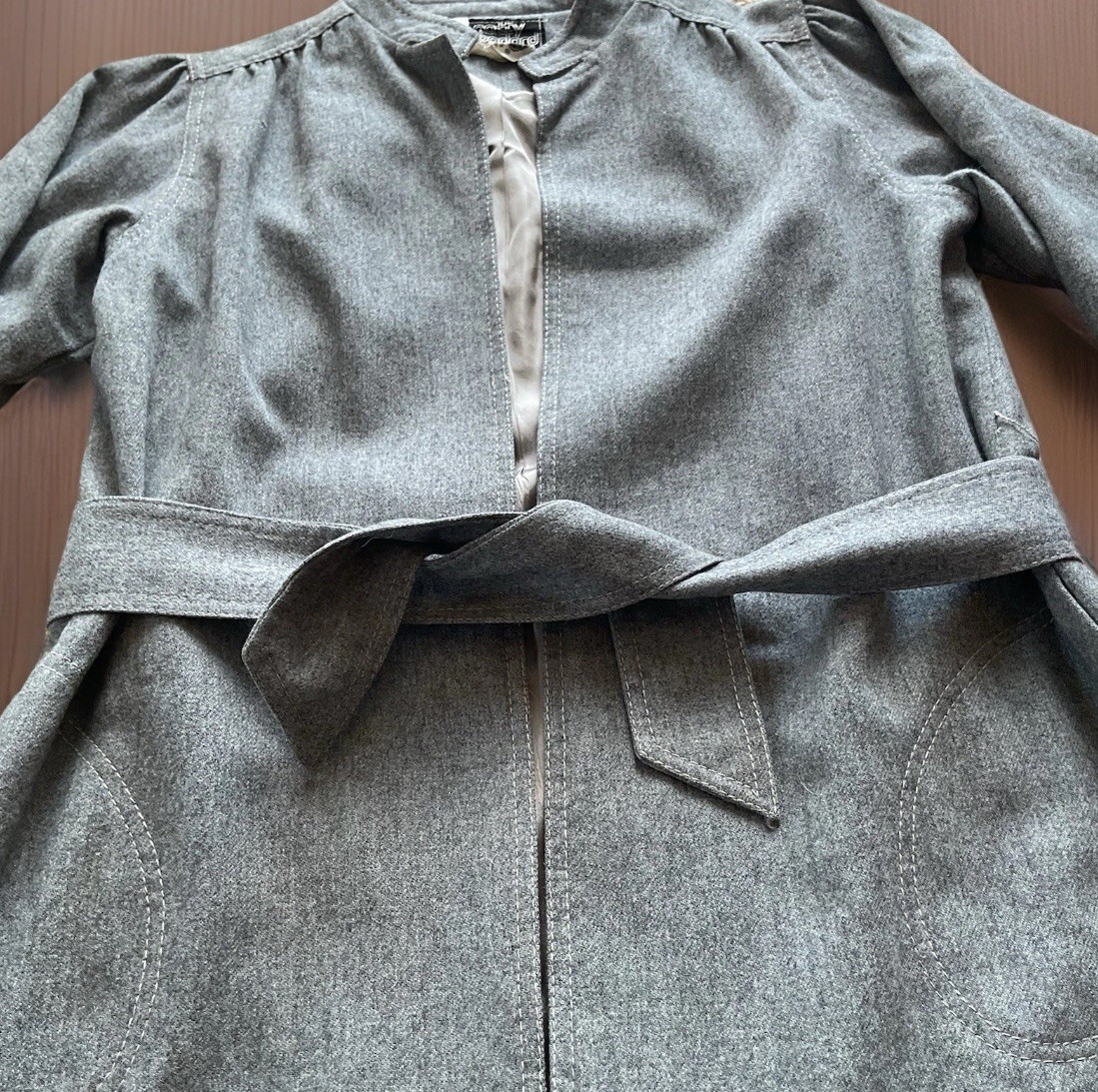 VTG 60s-70s PATTY WOODARD Women’s L Gray Wool Gabardine Belted Lined Jacket