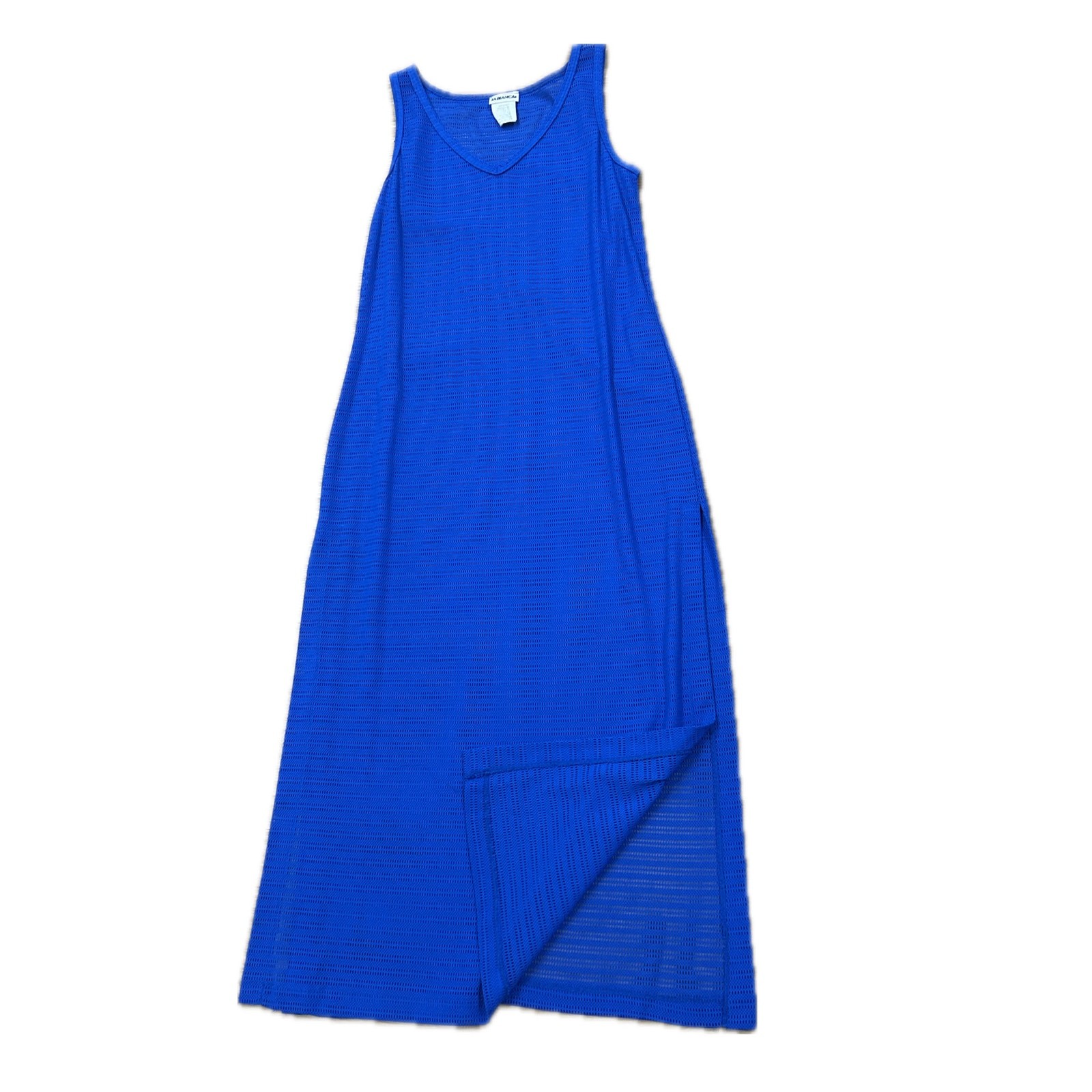 Blue Sheer Mesh Summer Maxi Dress Swimsuit Beach Cover Up SM ^