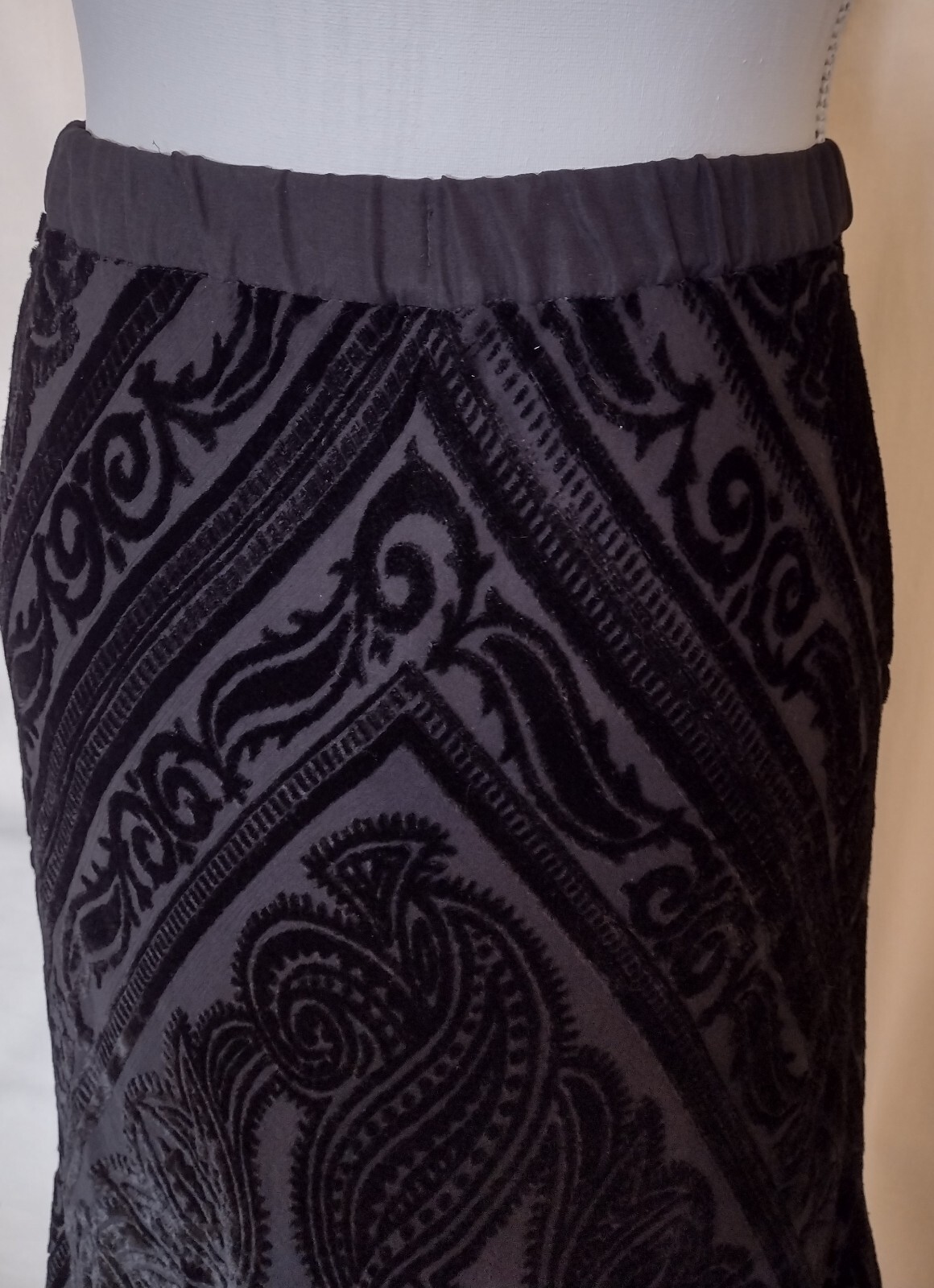 Marion Clayden Full Length Silk and Rayon Cut Velvet Skirt 1990’s