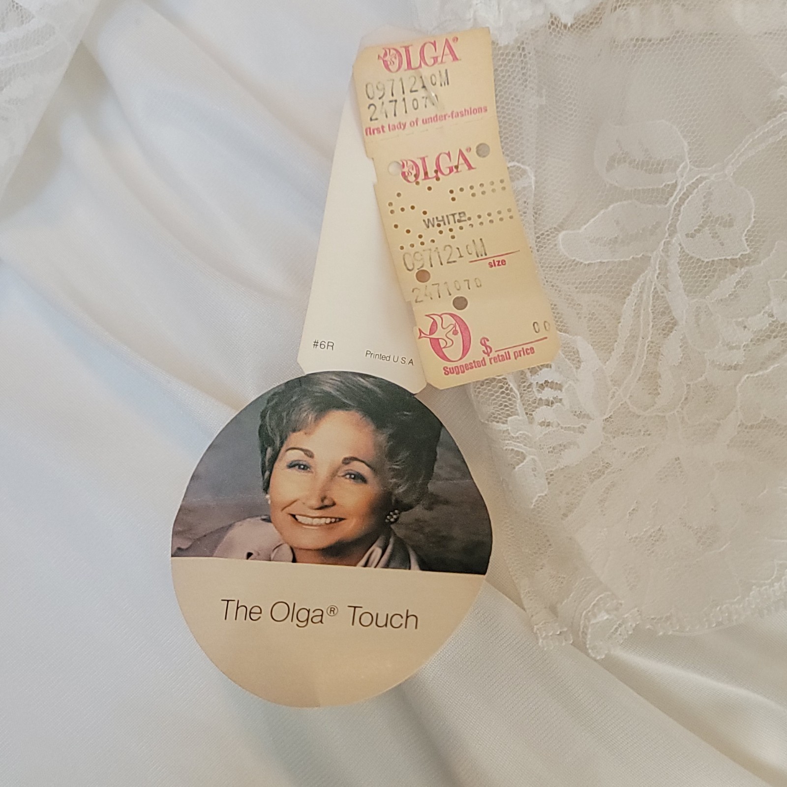 Vintage NWT 1970s The OLGA Touch White Cream Nylon Lace Robe Style 9712 Sz M Med