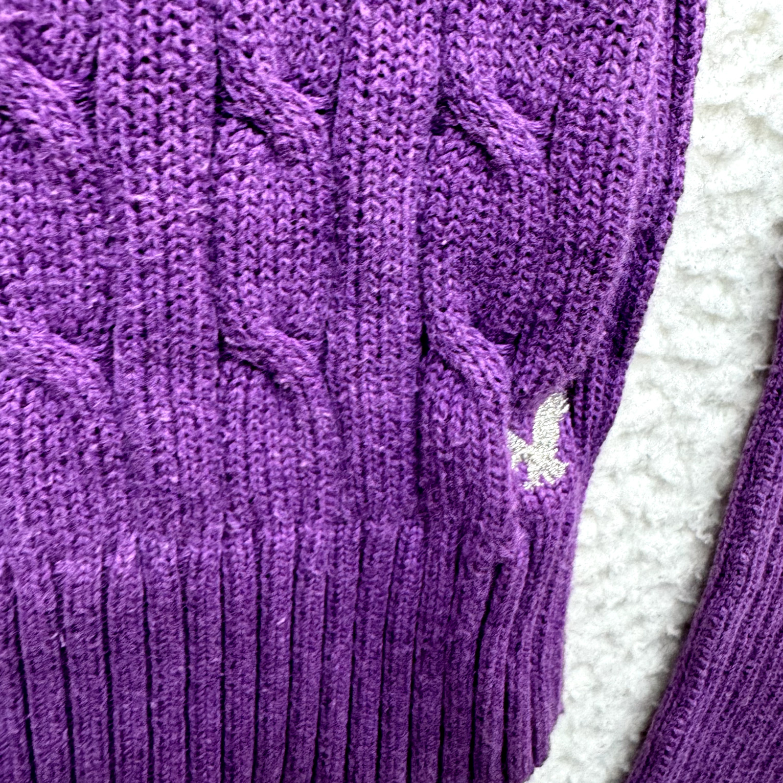 Y2K Vintage American Eagle Sweater XS Purple Cable Knit Bella Swan Fairy Grunge