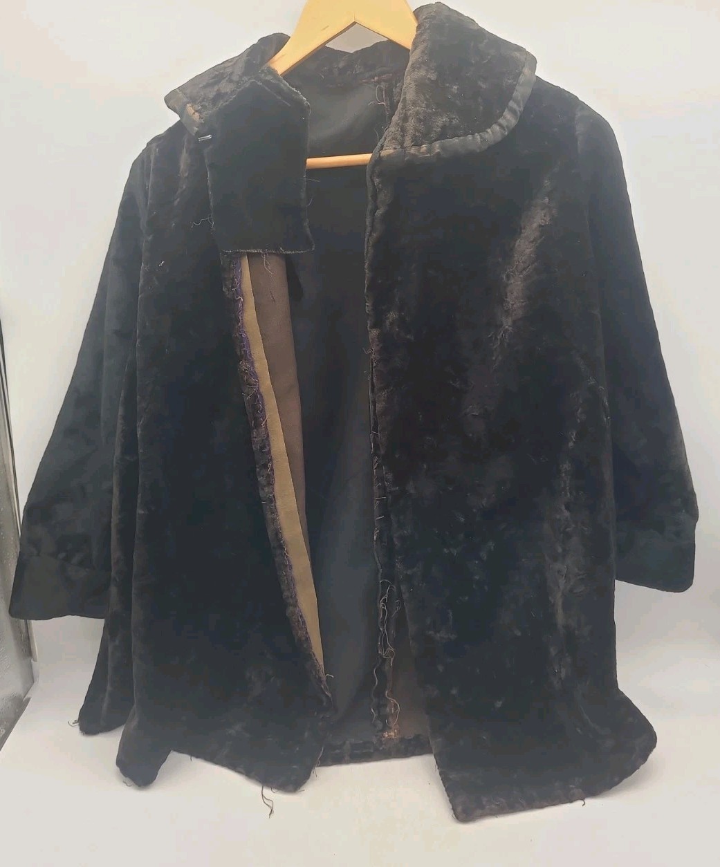 Antique Victorian Cape Capelet Satin Fur Black Mourning Edwardian