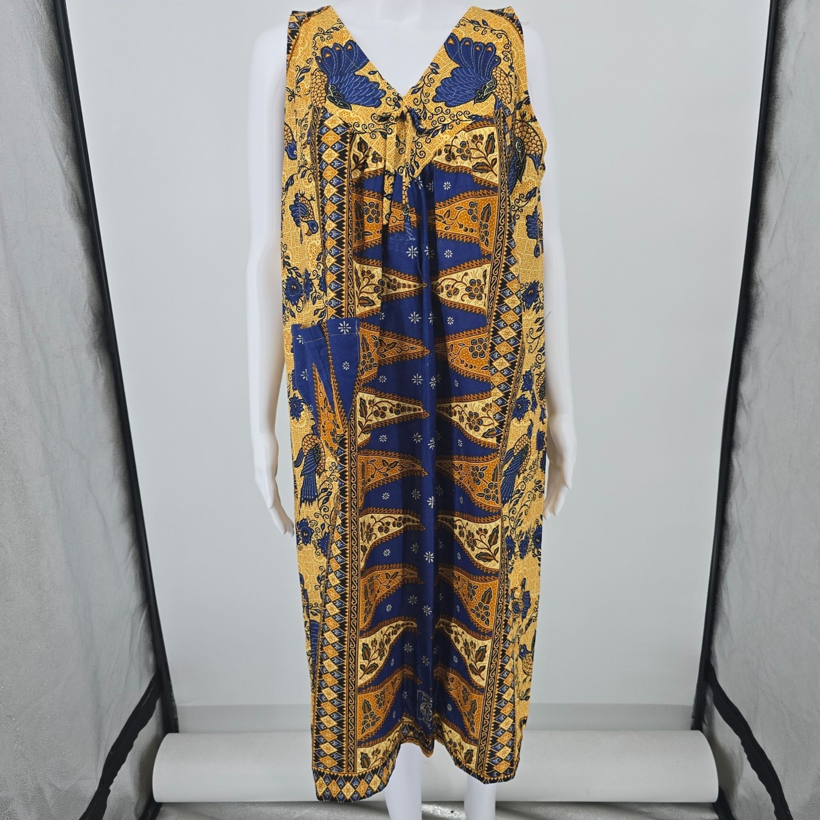 Vintage 1990s Batik by Gina Carwi No. 3095 Caftan-Style Midi Dress (XL)