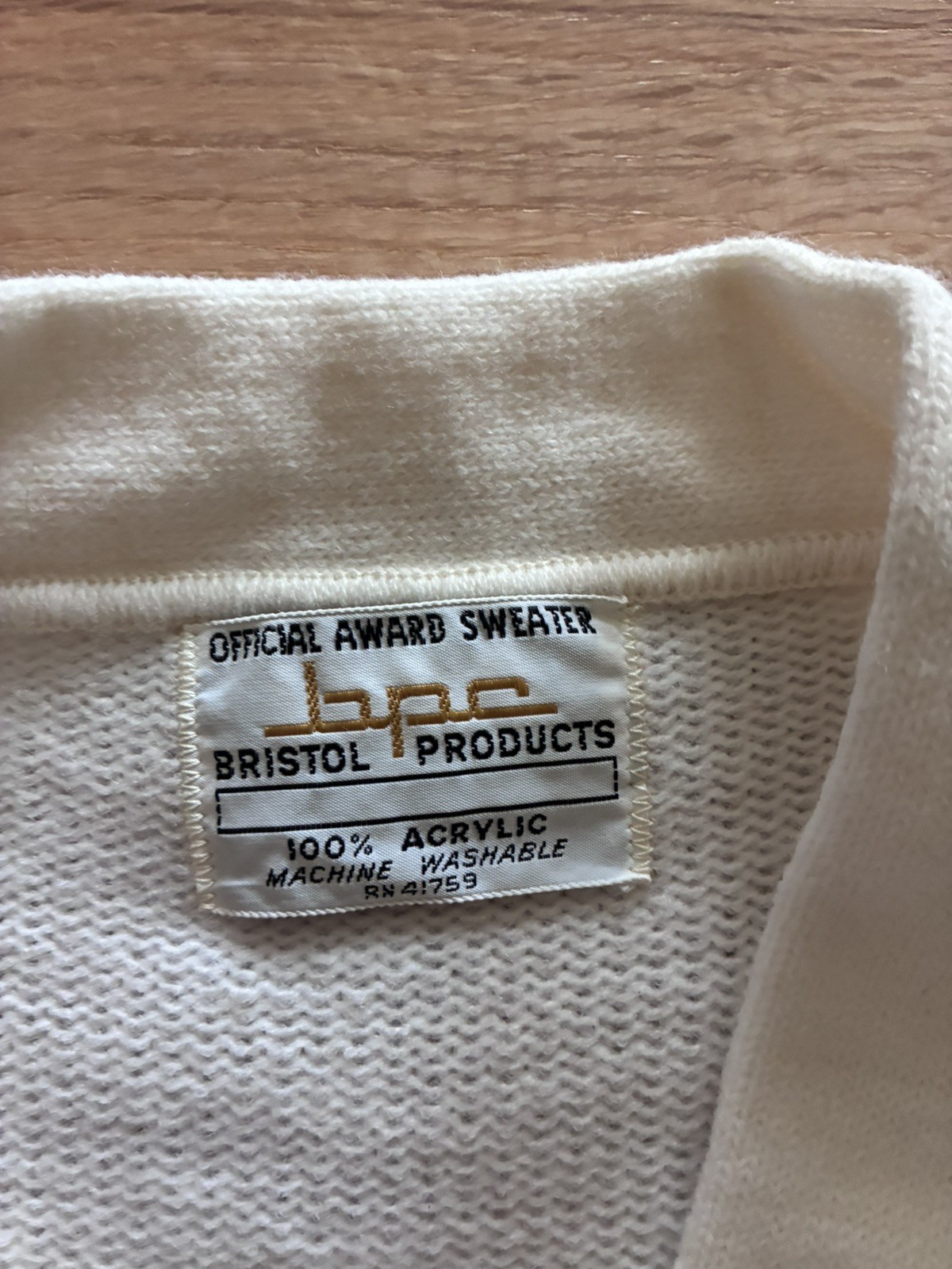 True VINTAGE 1970 Letter Sweater VARSITY White No Size Tag Franklin HS 1979