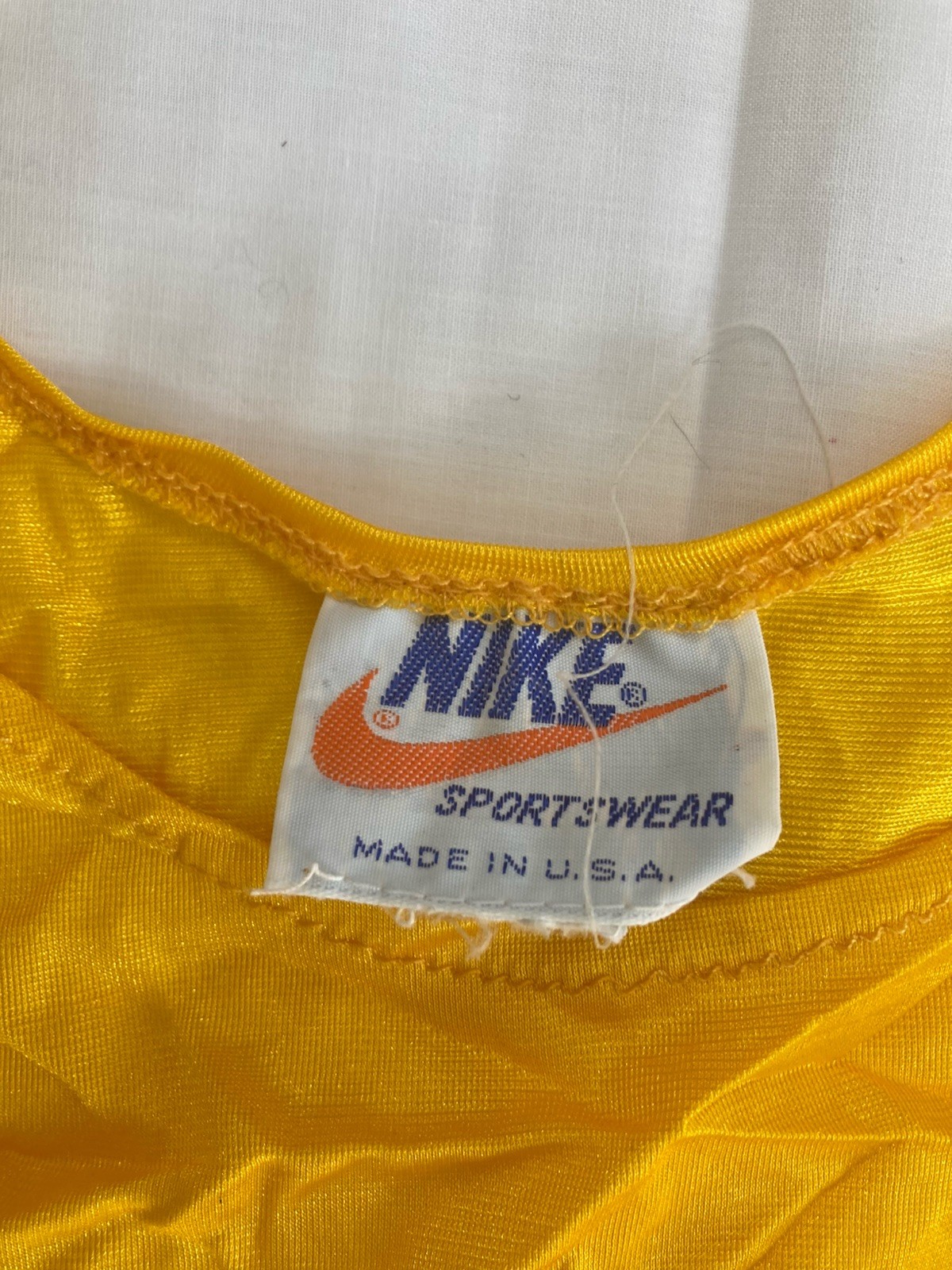 VTG 1970s 80s Nike Sports Wear Tank Top Shorts Set Womens Large Yellow USA Made