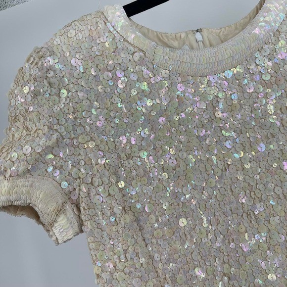 Vintage Neil Bieff Silk Sequin Mini Dress 8 Medium Cocktail Party Glam Retro