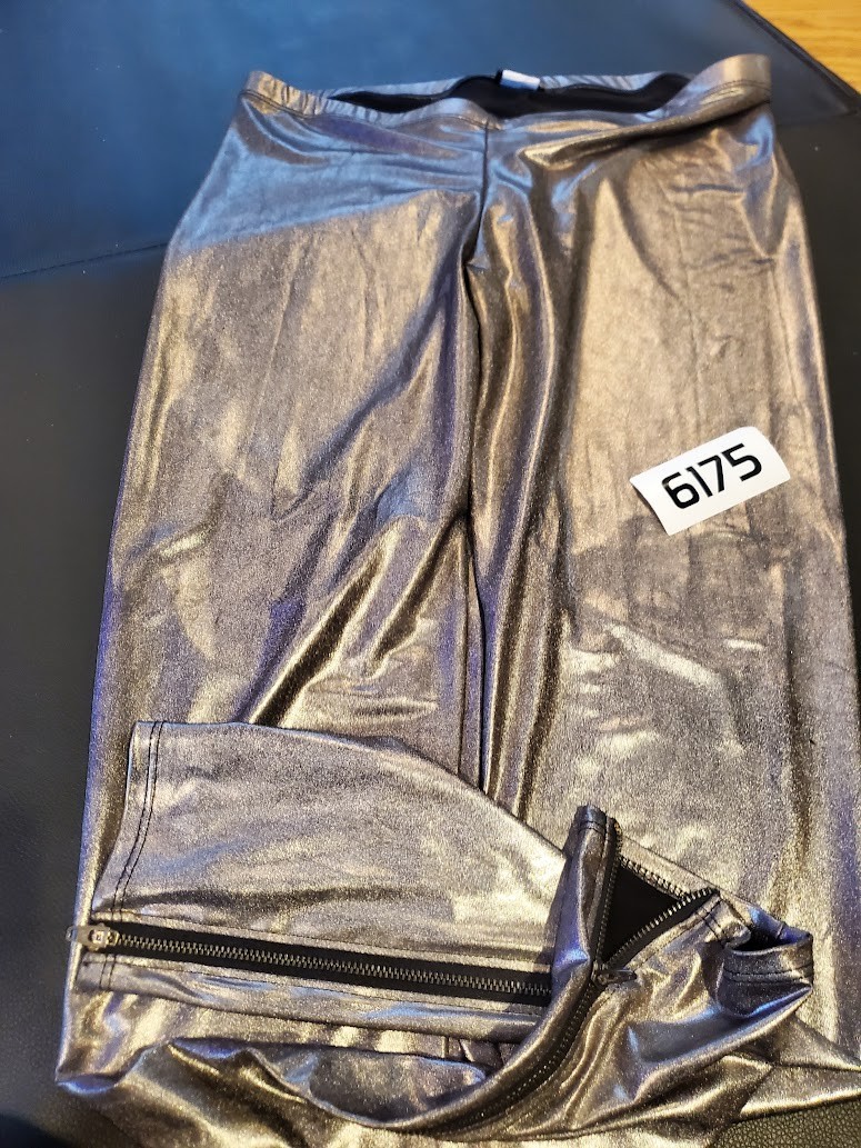 Vintage Fredericks Of Hollywood Stretch Metallic Spandex Pants Grey USA Medium