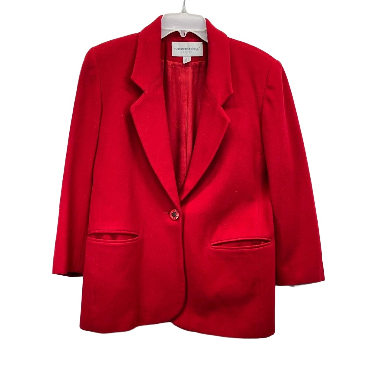Vintage Fundamental Things Petite Women’s Red 80s Wool 1 Button Blazer Size 4
