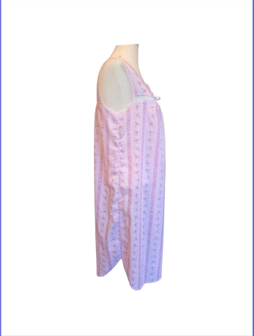 VTG Character Gown pink Lace Trim Embroidered Roses Size M cottagecore grannycor