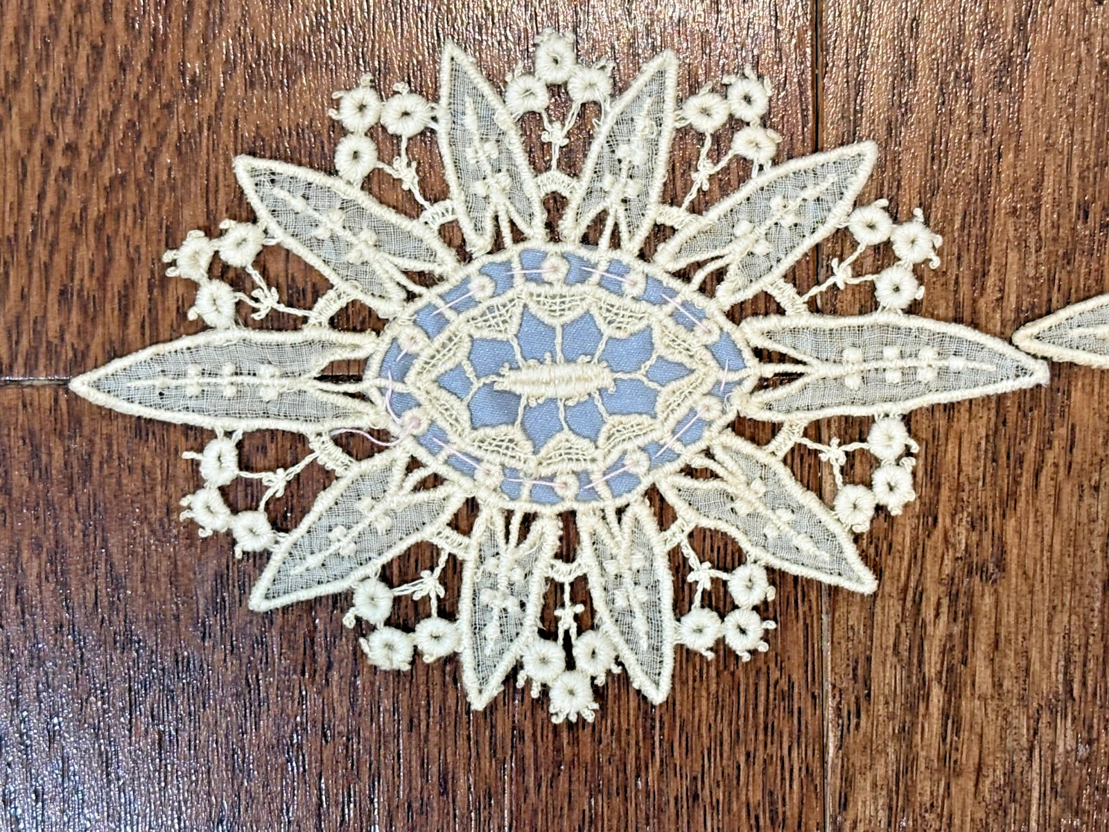 Antique 19th century Chemical Lace Guipure Dress Applicates or Motifs Unused