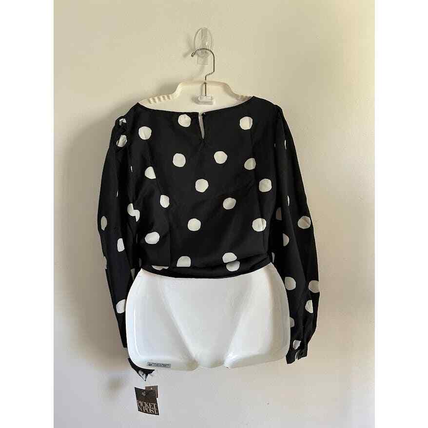 Vintage 80s secretary top size 14 polka dots new old stock puff sleeve